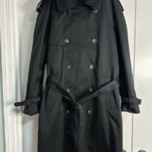 Lauren‎ Ralph Lauren Double-Breasted Trench Coat Mens Black 40R Lined Edmond